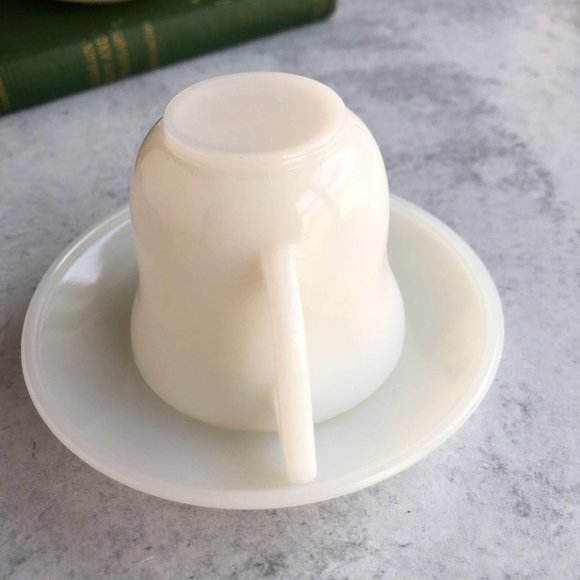 Vintage White Milk Glass Espresso Sets, Demitasse - Picture 6 of 12